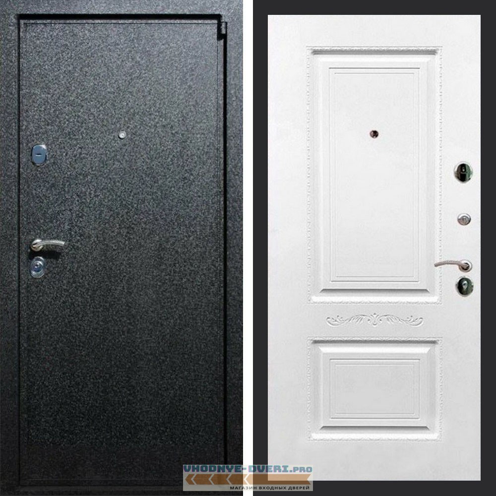 Входная дверь REX (Рекс) 3 Черный крокодил смальта 04 белый матовый