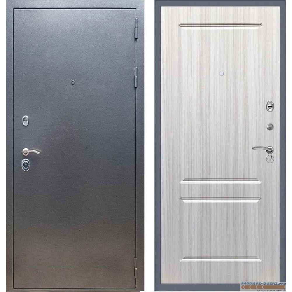 Входная дверь REX 11 Антик серебро ФЛ-117 Сандал белый