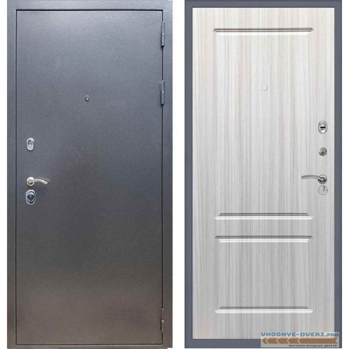 Входная дверь REX 11 Антик серебро ФЛ-117 Сандал белый