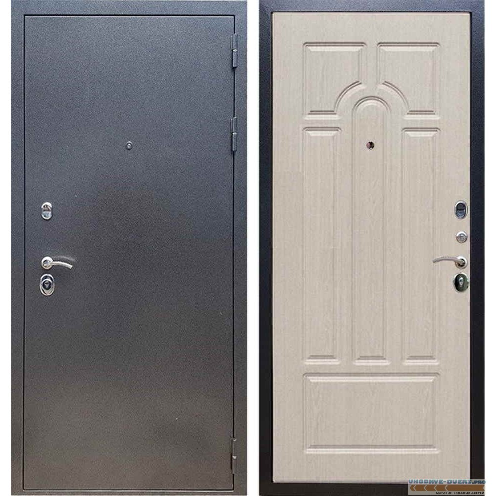 Входная дверь REX 11 Антик серебро ФЛ-58 Беленый дуб