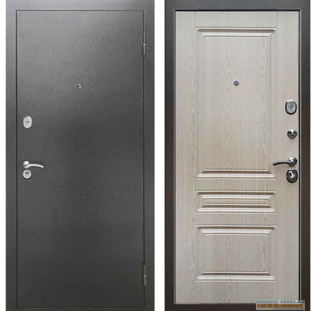 Входная металлическая дверь Рекс 2А Серебро антик ФЛ 243 Беленый дуб