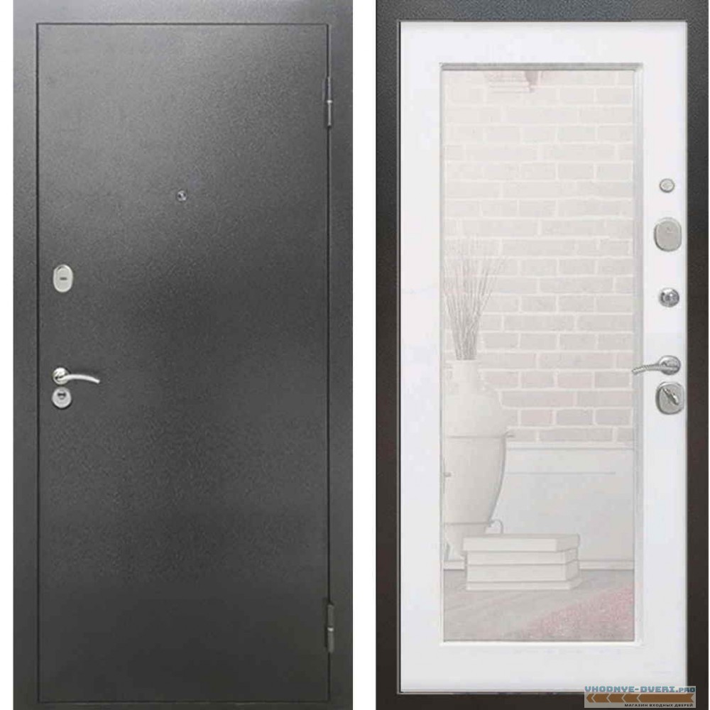Входная металлическая дверь Рекс 2А Серебро антик Пастораль Силк сноу