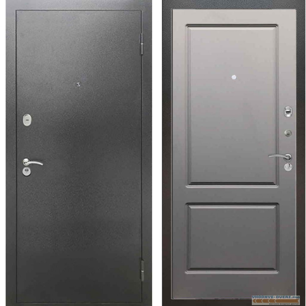 Входная металлическая дверь Рекс 2А Серебро антик ФЛ 117 Грей Софт (Серый светлый)