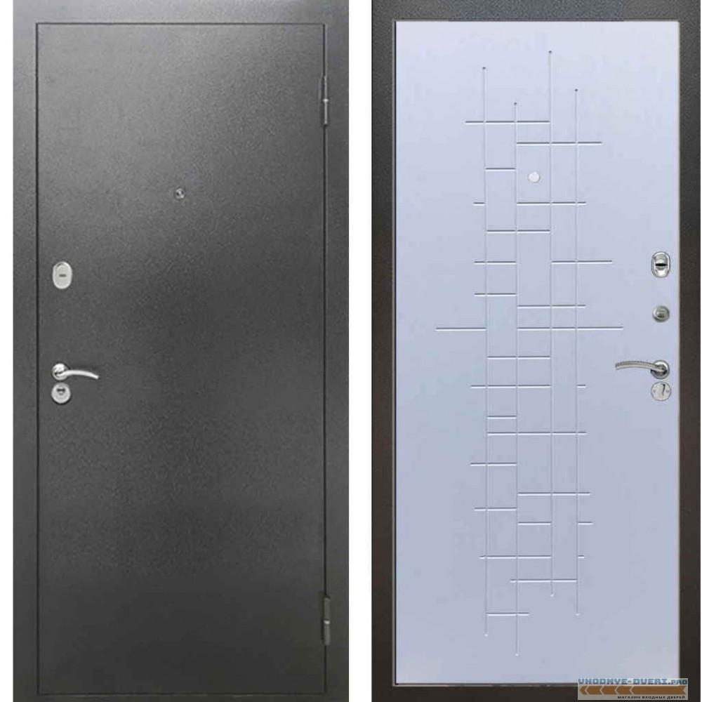 Входная металлическая дверь Рекс 2А Серебро антик ФЛ 289 Белый ясень