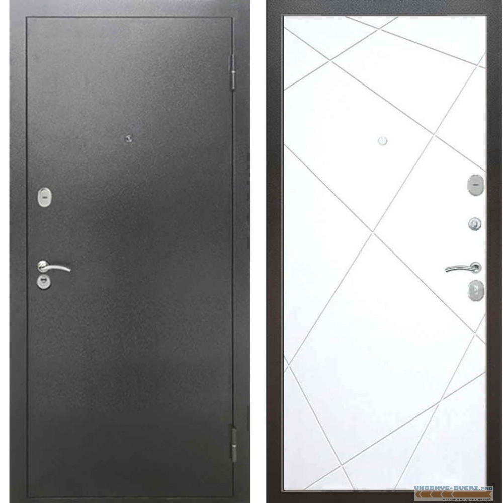 Входная металлическая дверь Рекс 2А Серебро антик ФЛ 291 Силк сноу