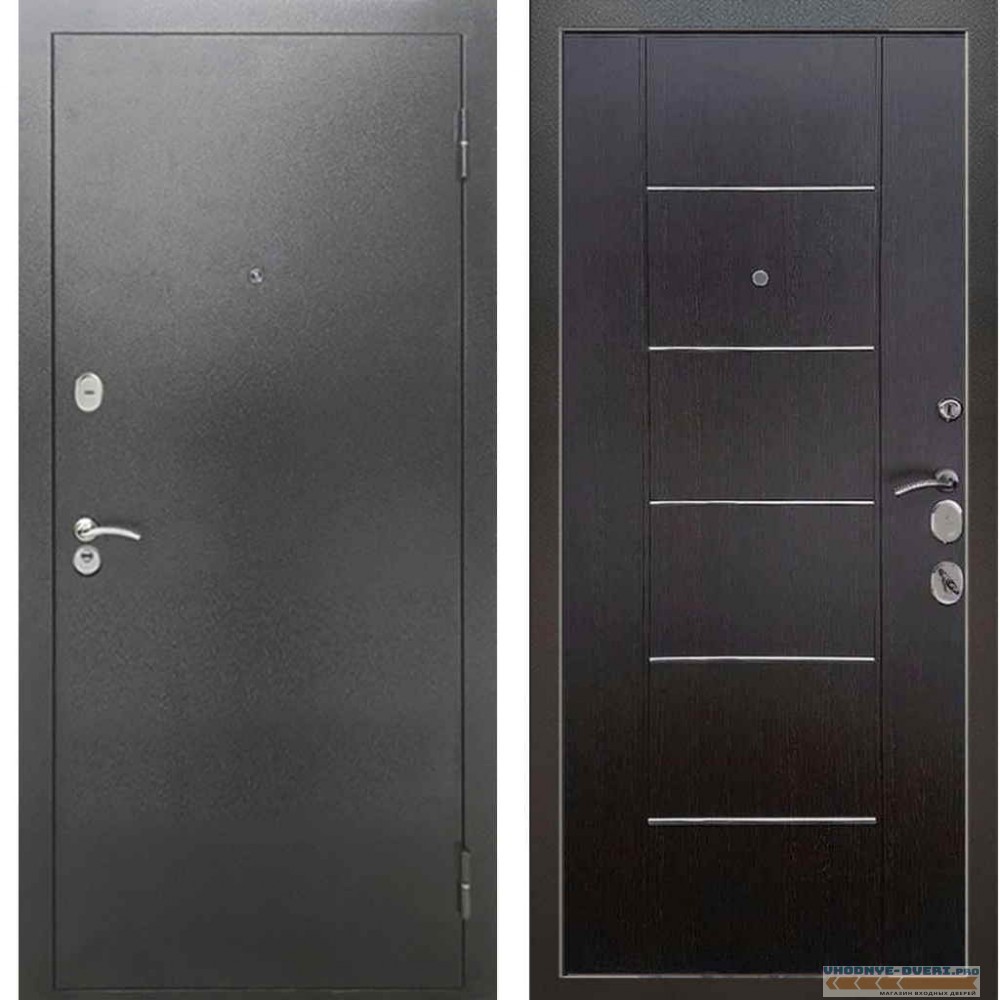 Входная металлическая дверь Рекс 2А Серебро антик B 03 Молдинг Венге