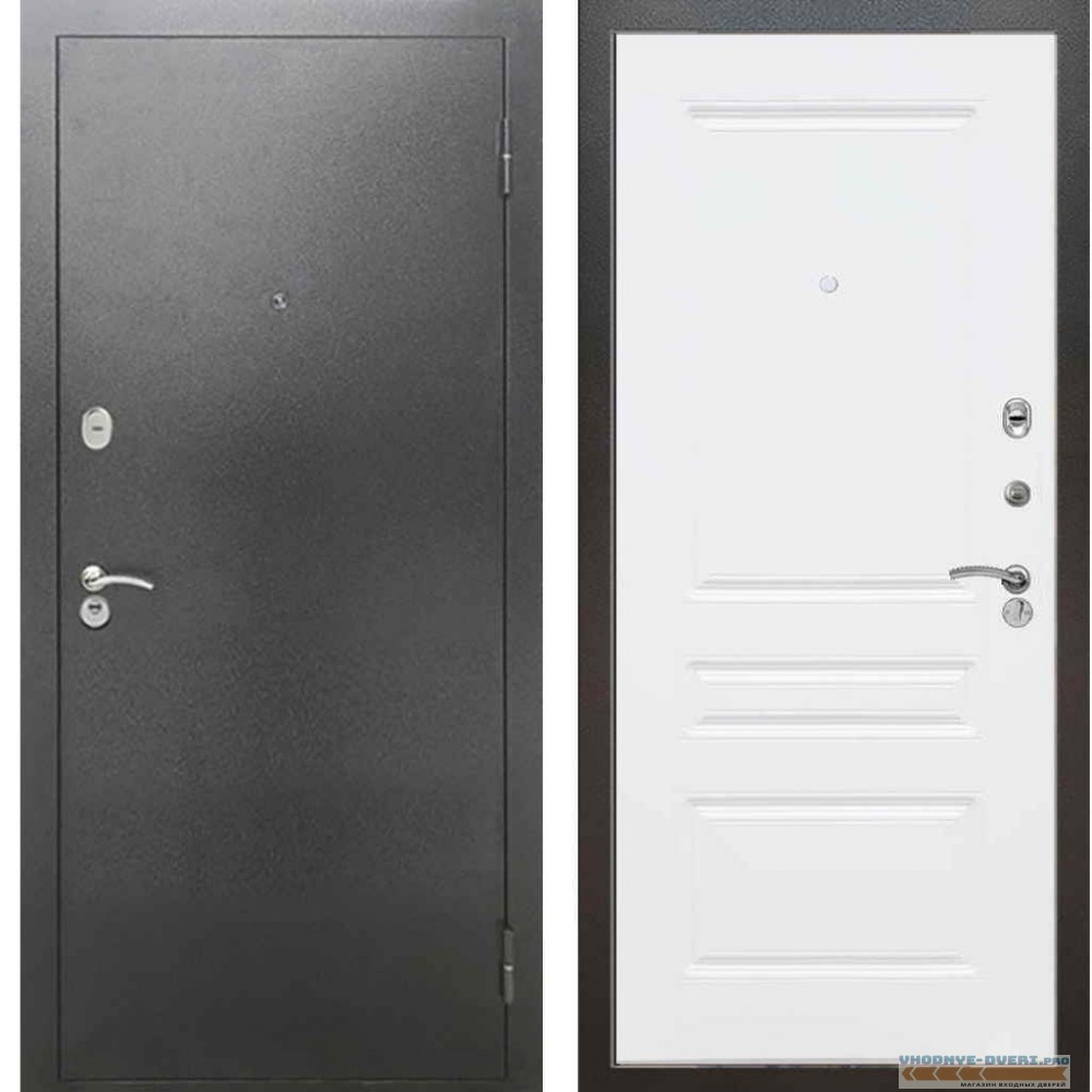 Входная металлическая дверь Рекс 2А Серебро антик ФЛ 243 Силк сноу