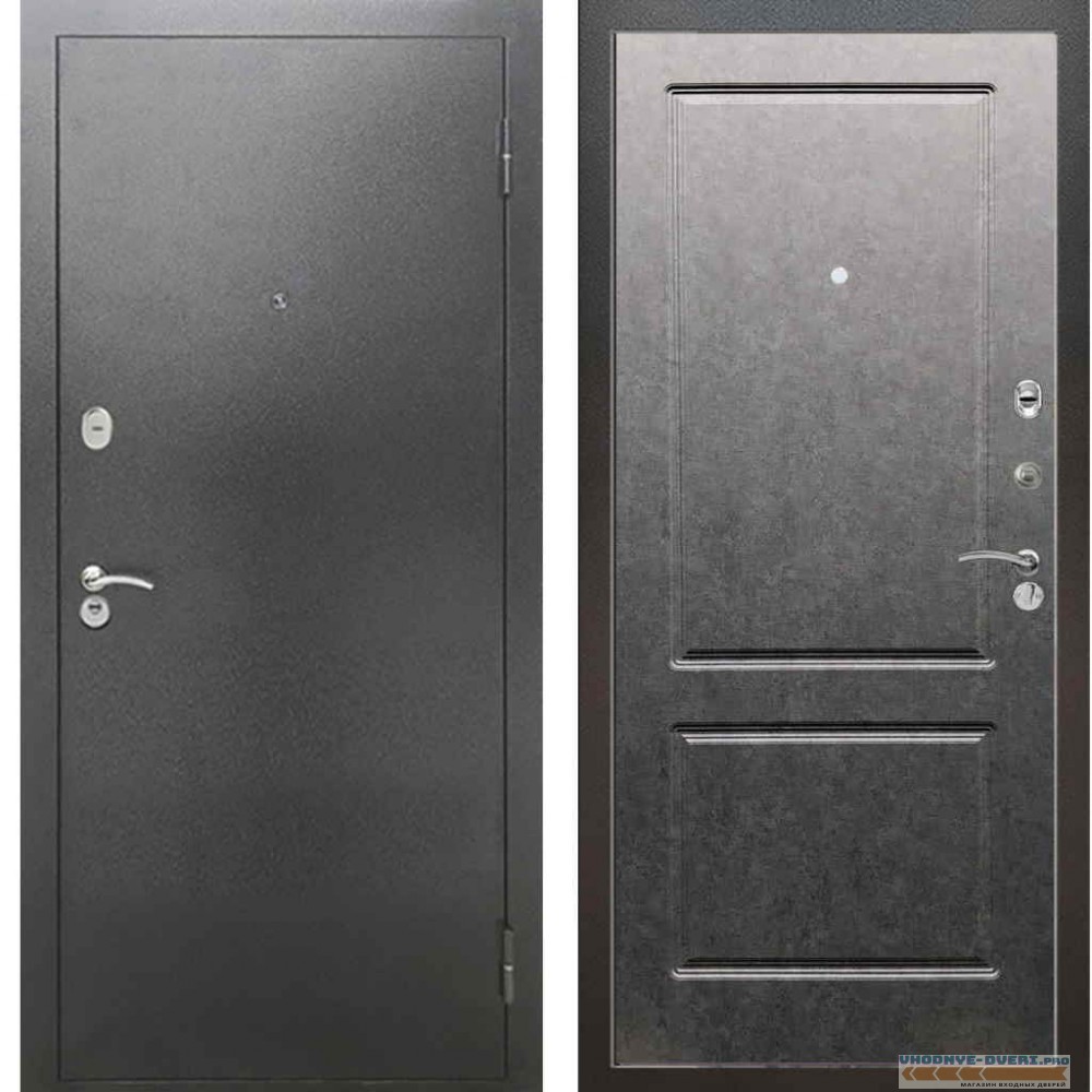 Входная металлическая дверь Рекс 2А Серебро антик ФЛ 117 Штукатурка графит