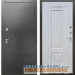 Входная металлическая дверь Рекс 2А Серебро антик ФЛ 2 Сандал белый