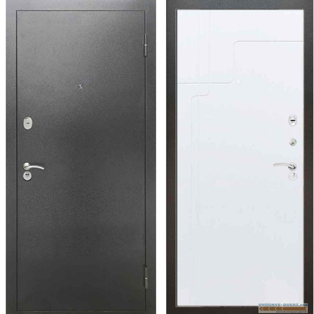 Входная металлическая дверь Рекс 2А Серебро антик ФЛ 246 Белый ясень