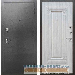 Входная металлическая дверь Рекс 2А Серебро антик ФЛ 4 Сандал белый