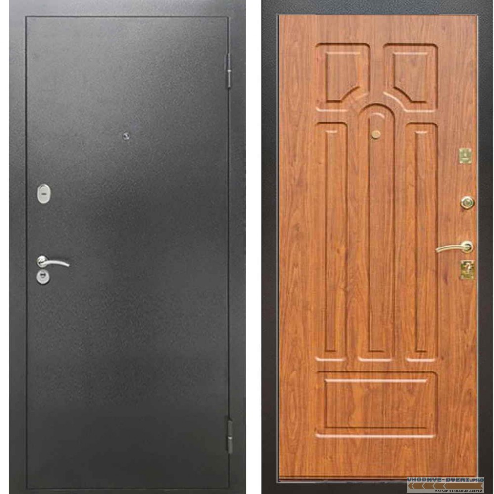 Входная металлическая дверь Рекс 2А Серебро антик ФЛ 58 Береза мореная