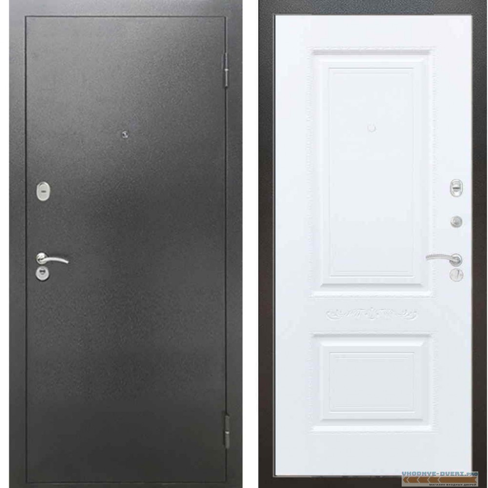 Входная металлическая дверь Рекс 2А Серебро антик Смальта 04 Силк сноу