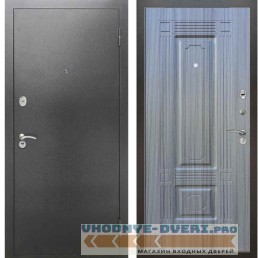 Входная металлическая дверь Рекс 2А Серебро антик ФЛ 2 Сандал серый