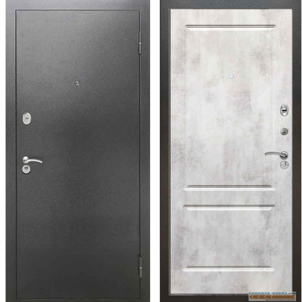 Входная металлическая дверь Рекс 2А Серебро антик ФЛ 117 Бетон светлый