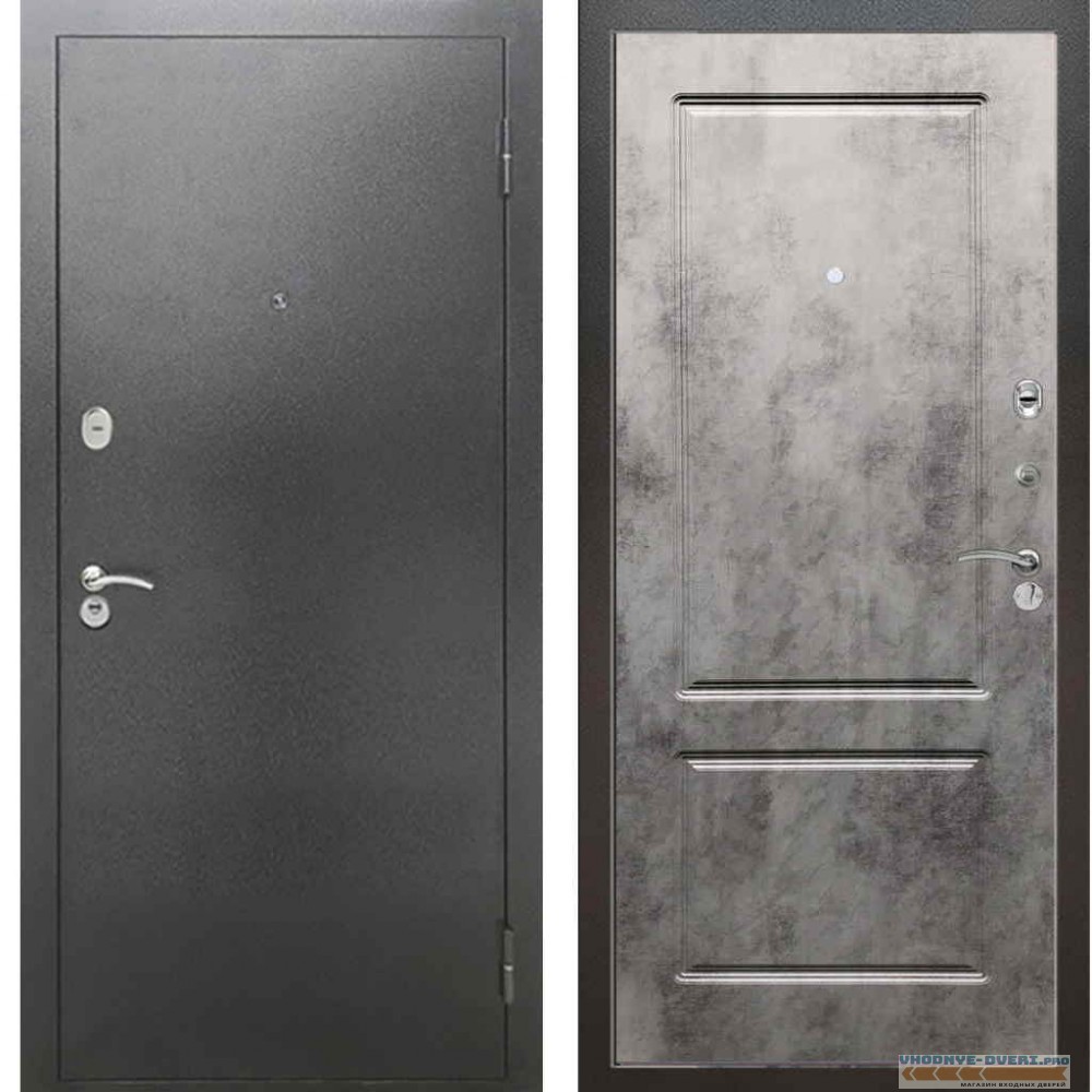 Входная металлическая дверь Рекс 2А Серебро антик ФЛ 117 Бетон темный