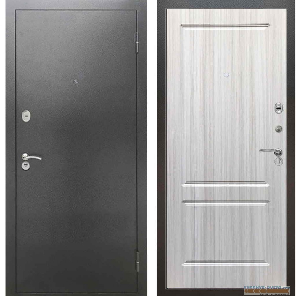 Входная металлическая дверь Рекс 2А Серебро антик ФЛ 117 Сандал белый
