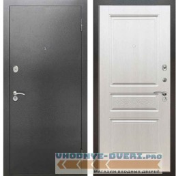 Входная металлическая дверь Рекс 2А Серебро антик ФЛ 243 с узором Лиственница бежевая