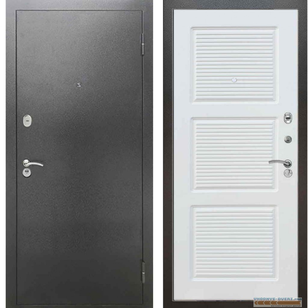 Входная металлическая дверь Рекс 2А Серебро антик ФЛ 117 Силк сноу