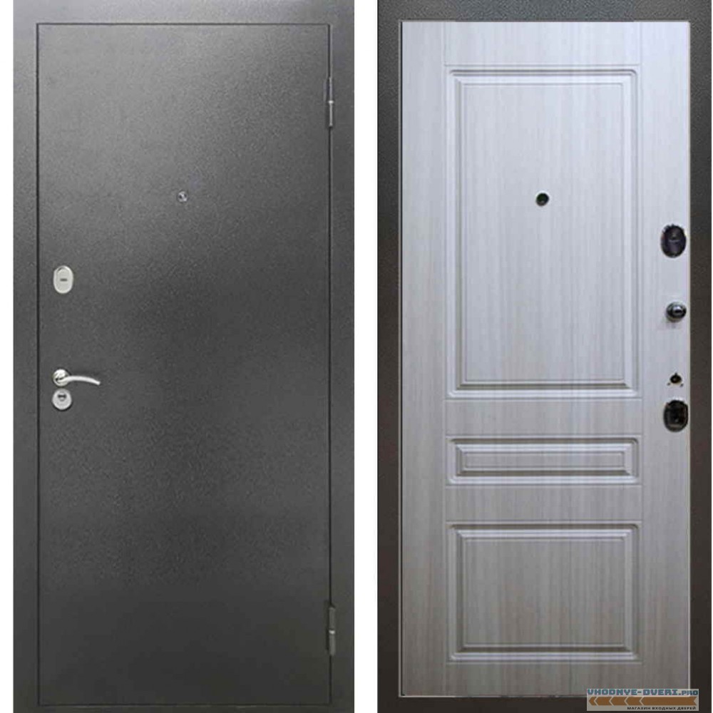Входная металлическая дверь Рекс 2А Серебро антик ФЛ 243 Сандал белый
