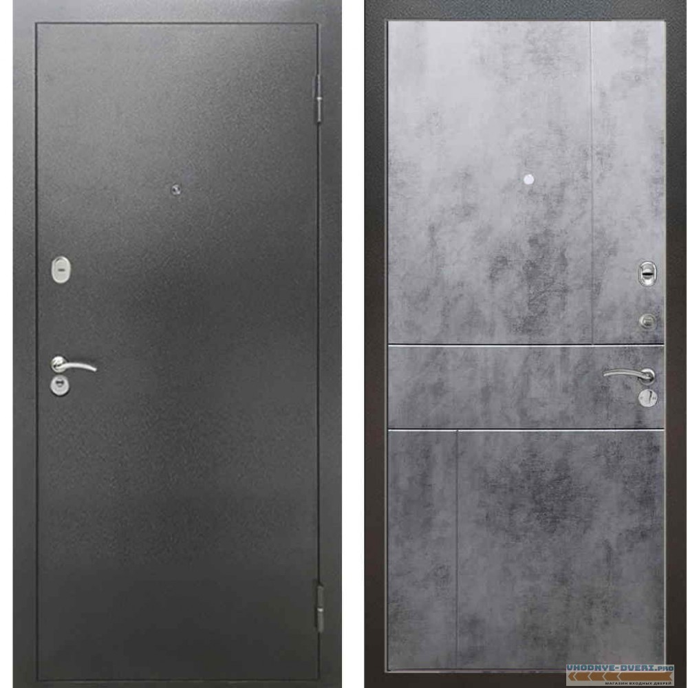 Входная металлическая дверь Рекс 2А Серебро антик ФЛ 290 Бетон темный