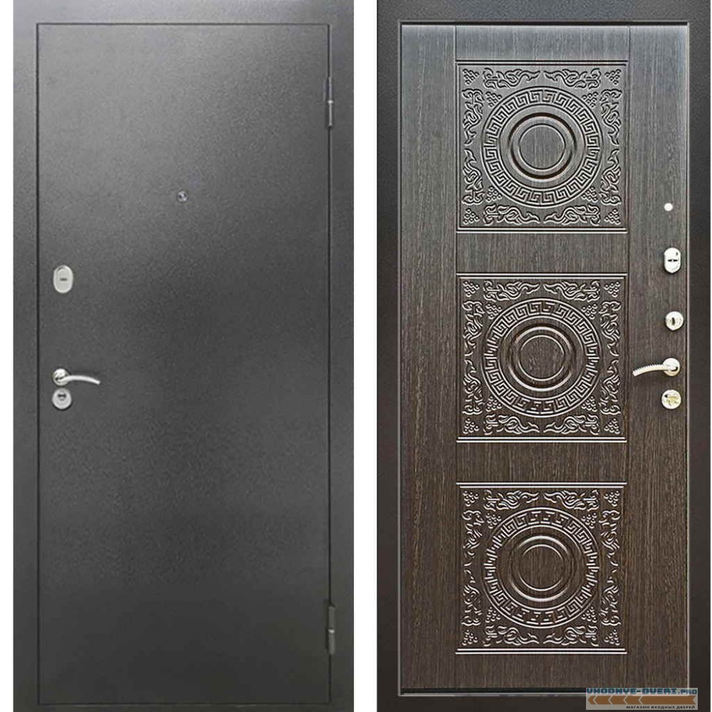 Входная металлическая дверь Рекс 2А Серебро антик Д 18 Венге