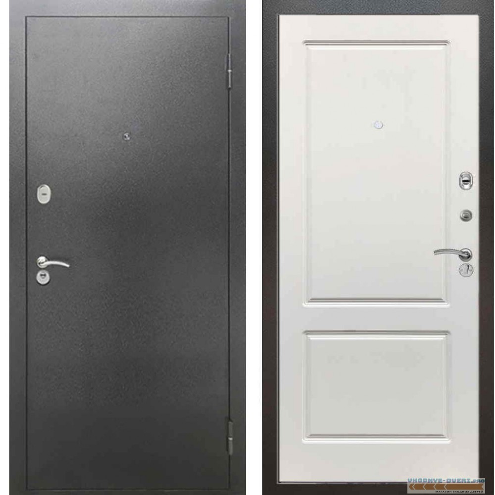 Входная металлическая дверь Рекс 2А Серебро антик ФЛ 1 Силк сноу