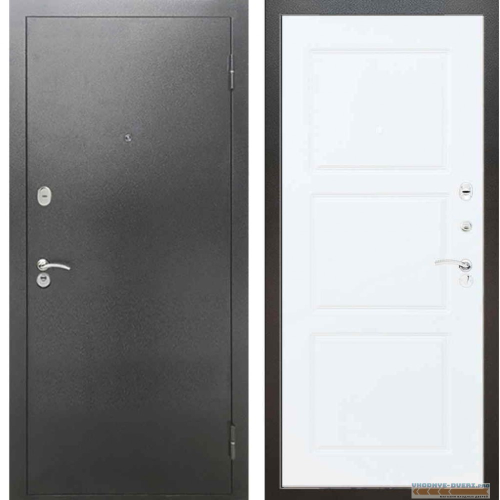 Входная металлическая дверь Рекс 2А Серебро антик ФЛ 3 Силк сноу