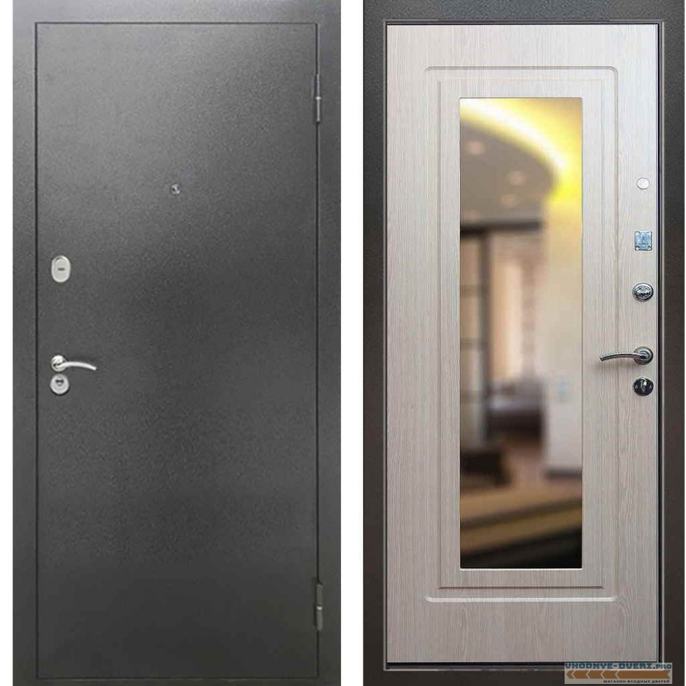 Входная металлическая дверь Рекс 2А Серебро антик ФЛЗ 120 Беленый дуб