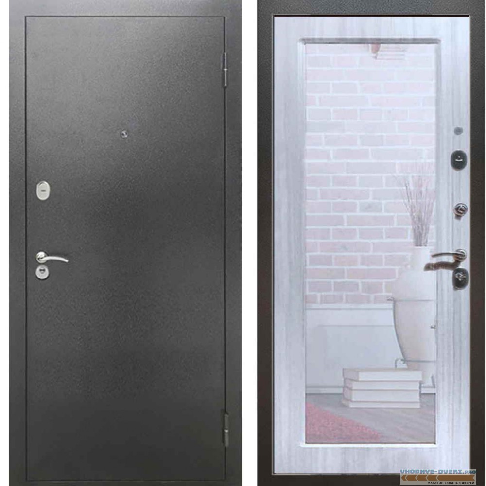 Входная металлическая дверь Рекс 2А Серебро антик Пастораль Сандал белый
