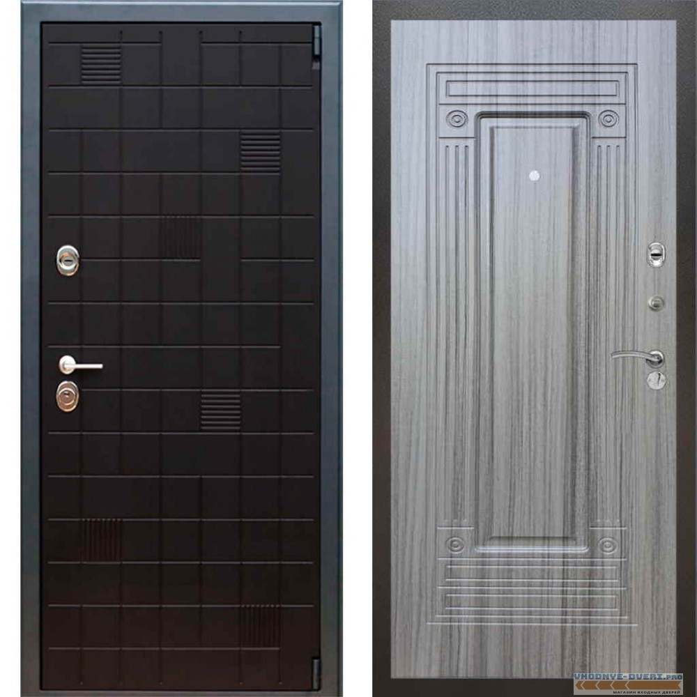 Входная металлическая дверь Рекс 12 Тетрис ФЛ 4 Сандал серый