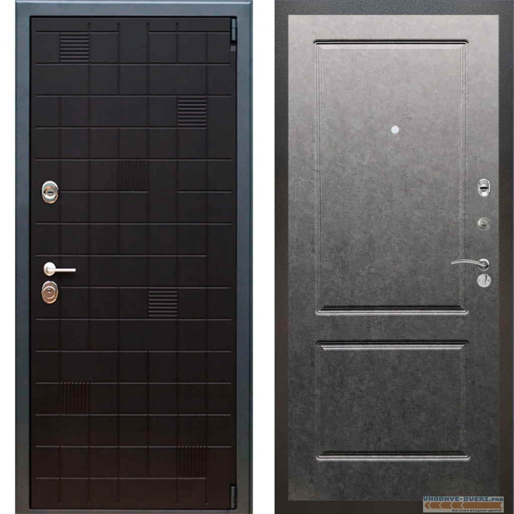 Входная металлическая дверь Рекс 12 Тетрис ФЛ 117 Штукатурка графит