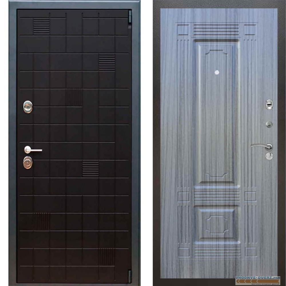 Входная металлическая дверь Рекс 12 Тетрис ФЛ 2 Сандал серый
