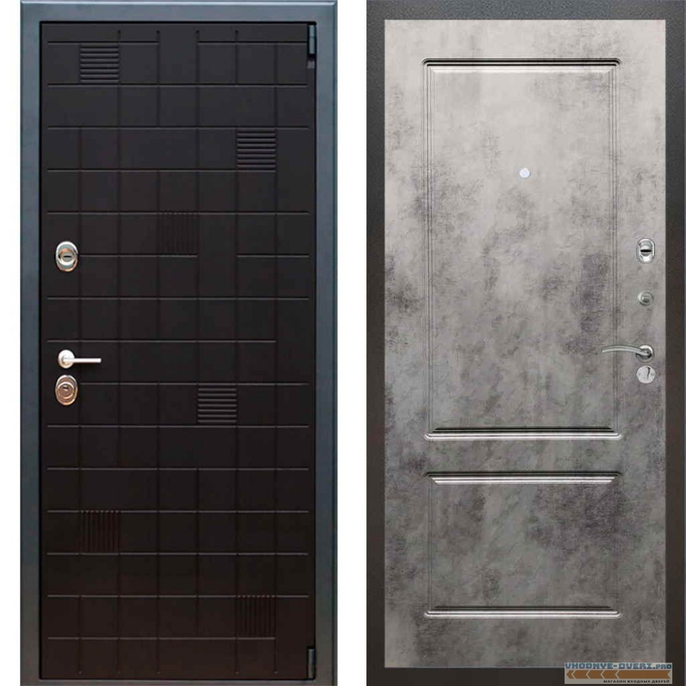 Входная металлическая дверь Рекс 12 Тетрис ФЛ 117 Бетон темный