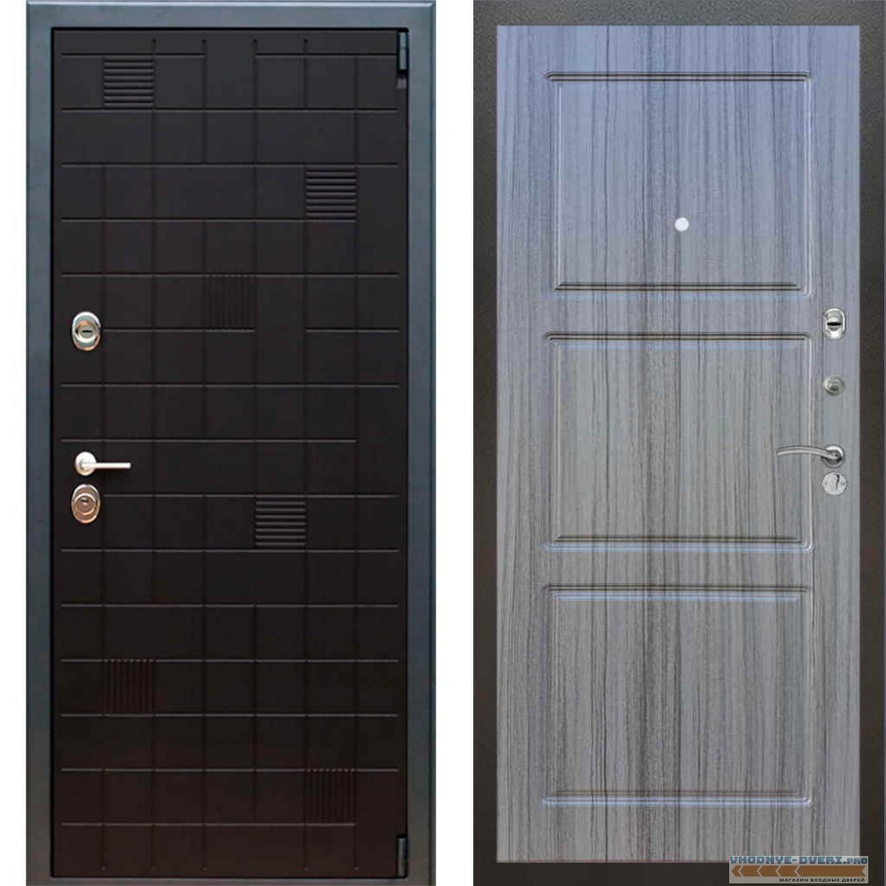 Входная металлическая дверь Рекс 12 Тетрис ФЛ 3 Сандал серый