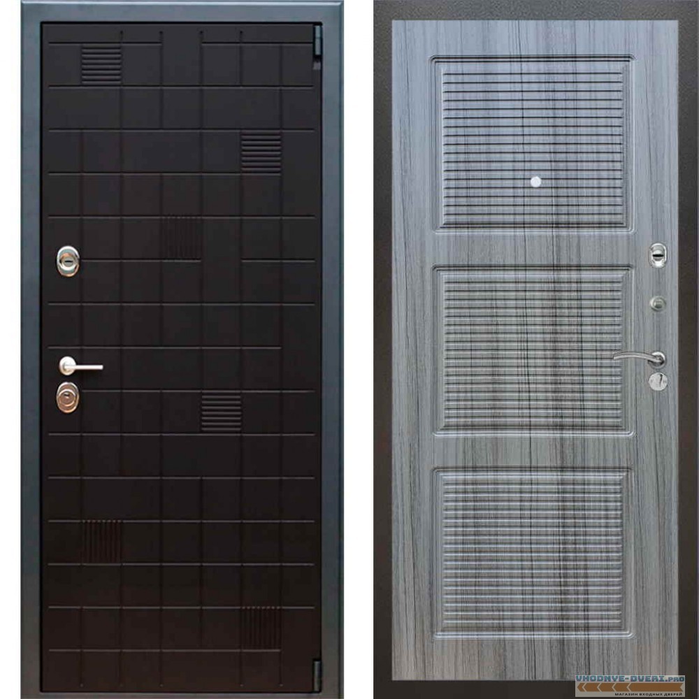 Входная металлическая дверь Рекс 12 Тетрис ФЛ 1 Сандал серый