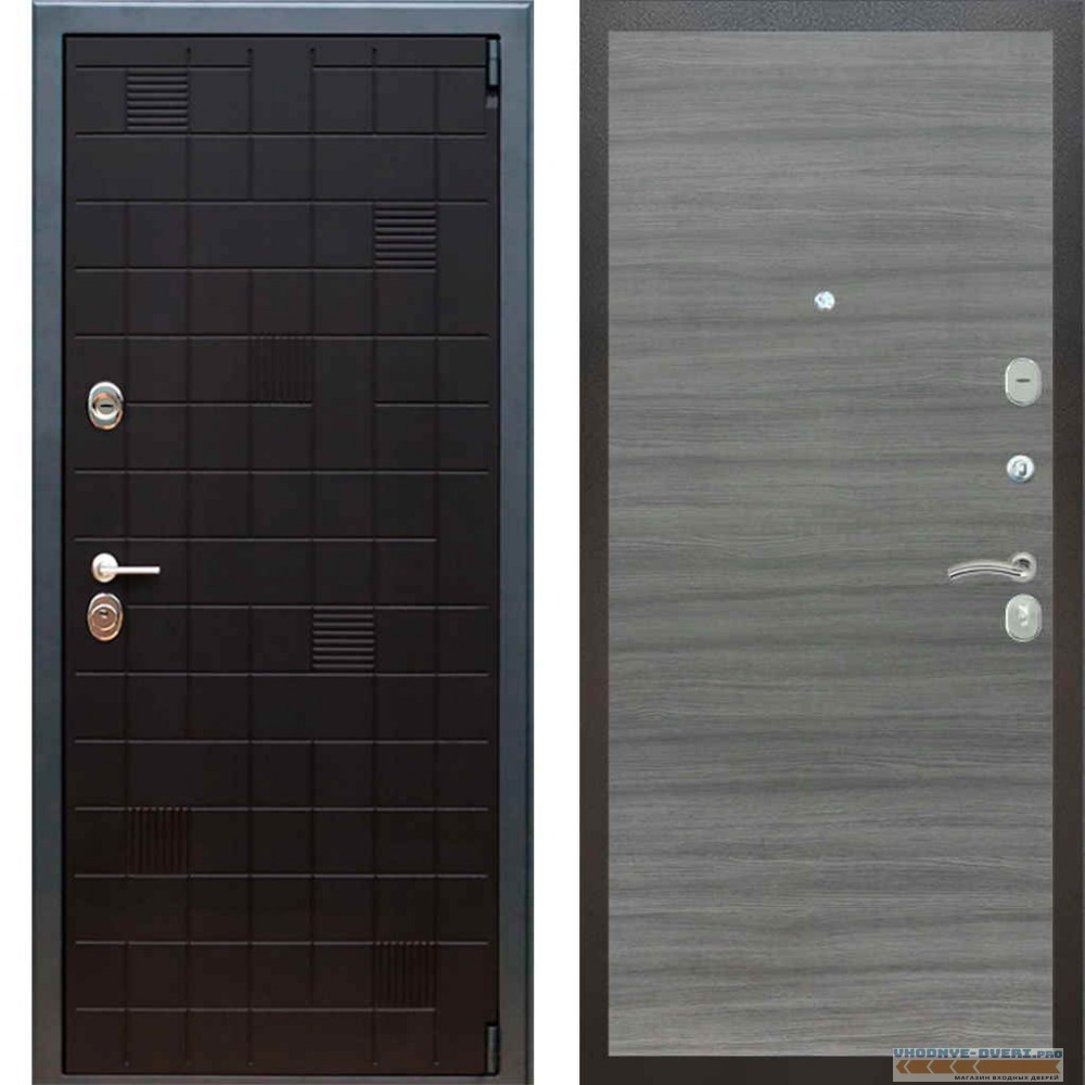 Входная металлическая дверь Рекс 12 Тетрис Гладкая Сандал серый