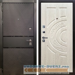 Дверь ReX (Рекс) 15 Черный кварц (чешуя) ФЛ-232 Беленый дуб (наружная)
