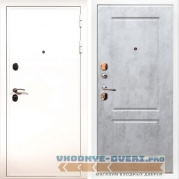 Дверь ReX (Рекс)  5 Белая шагрень ФЛ-117 Бетон темный (наружная)