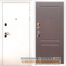 Дверь ReX (Рекс)  5 Белая шагрень ФЛ-117 Орех премиум (наружная)