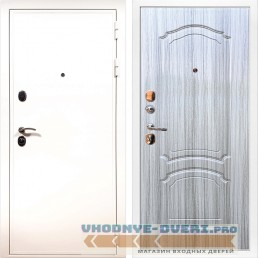 Дверь ReX (Рекс)  5 Белая шагрень ФЛ-140 Сандал серый (наружная)
