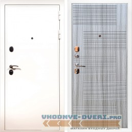 Дверь ReX (Рекс)  5 Белая шагрень ФЛ-185 Сандал серый (наружная)