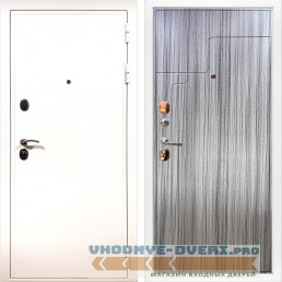 Дверь ReX (Рекс)  5 Белая шагрень ФЛ-246 Сандал серый (наружная)