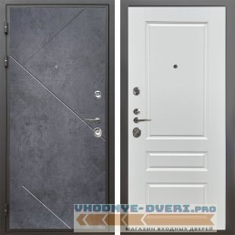 (металлическая) Shelter: Дверь стальная КОМФОРТ Бетон урбан индиго/Белый ясень (1) (белая)