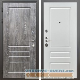 Shelter: Дверь стальная КОМФОРТ Дуб шале серебро/Белый ясень (1)