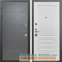 Shelter: Дверь стальная КОМФОРТ Лофт графит/Белый ясень (1)