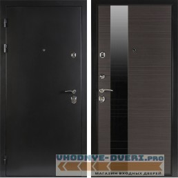 Shelter: Дверь стальная ЛИВЕРПУЛЬ 1 (Коллекция "Shelter Plus") U-2 Антик темное серебро/Венге горизонт (стекло черное)