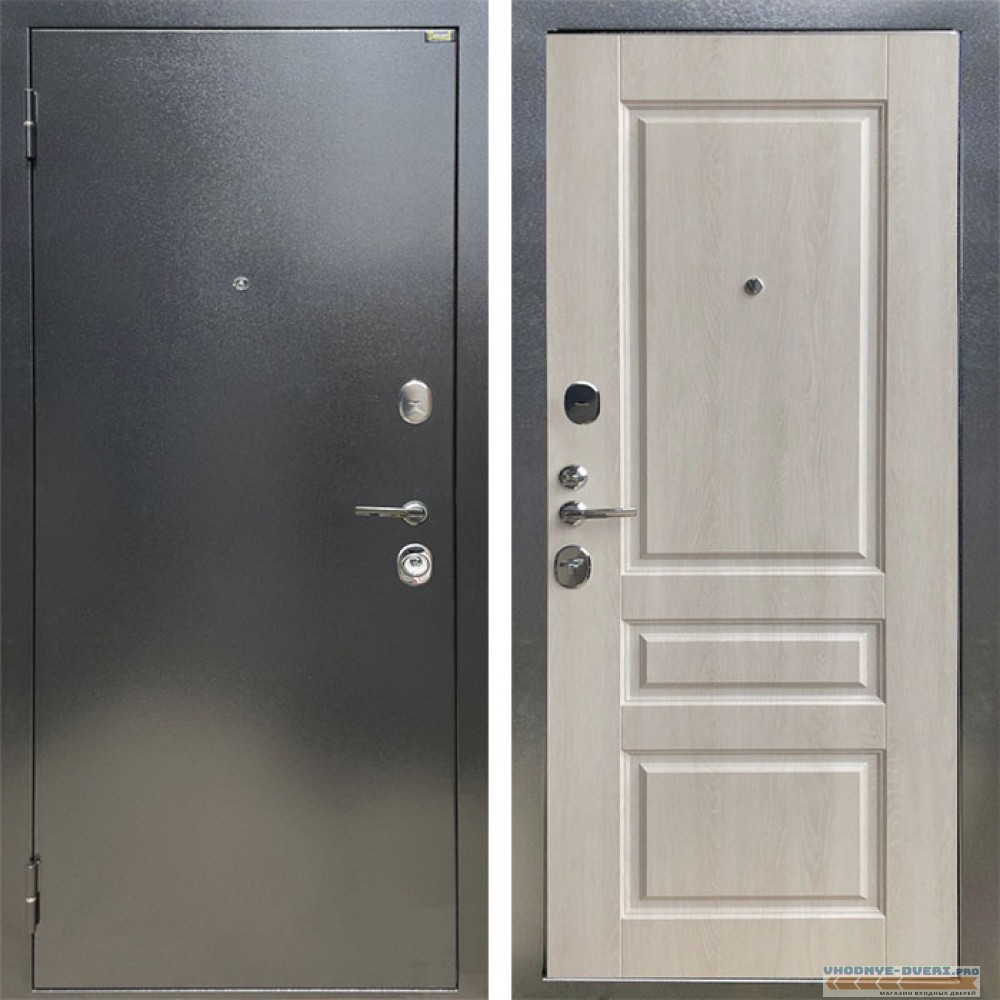 Shelter: Дверь стальная СТАНДАРТ Антик темное серебро/Дуб филадельфия крем (12)