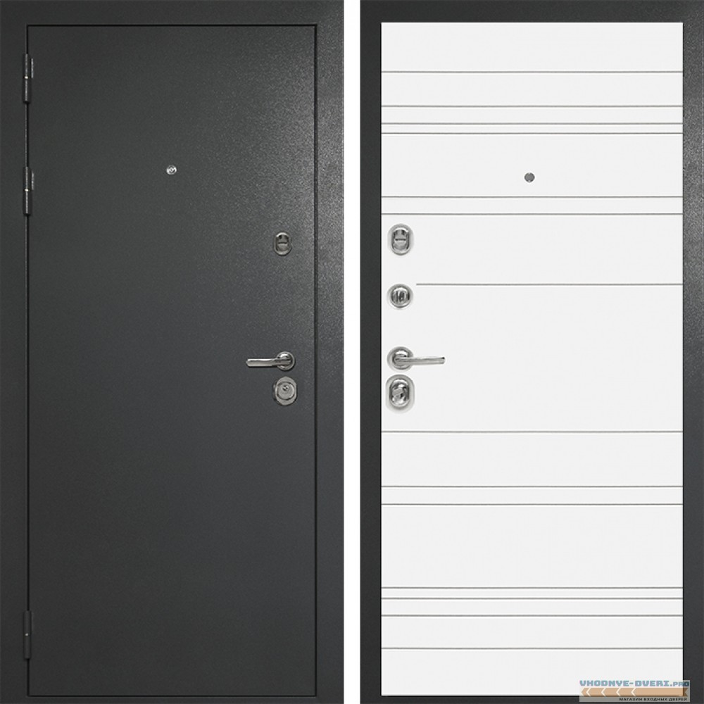 Стальная дверь в квартиру Сударь Diva MD 40 Титан Серый - Д5 Белый софт