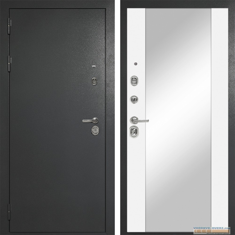 Входная дверь Сударь Diva MD 40 Титан Серый - M15 Белый софт с зеркалом